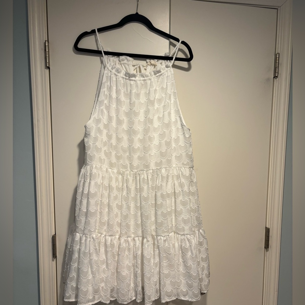 Lined White tiered Dress